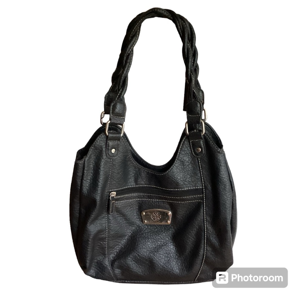 Treviso vegan black pebbled leather hobo bag